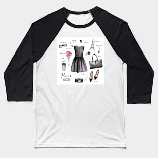 Paris style fashion illustrations Baseball T-Shirt